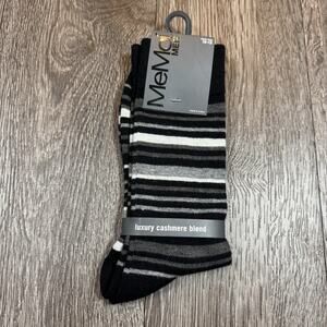 MEMOI Striped PRINT LUXE CASHMERE BLEND SOCKS BLACK GRAY OS NWT $20